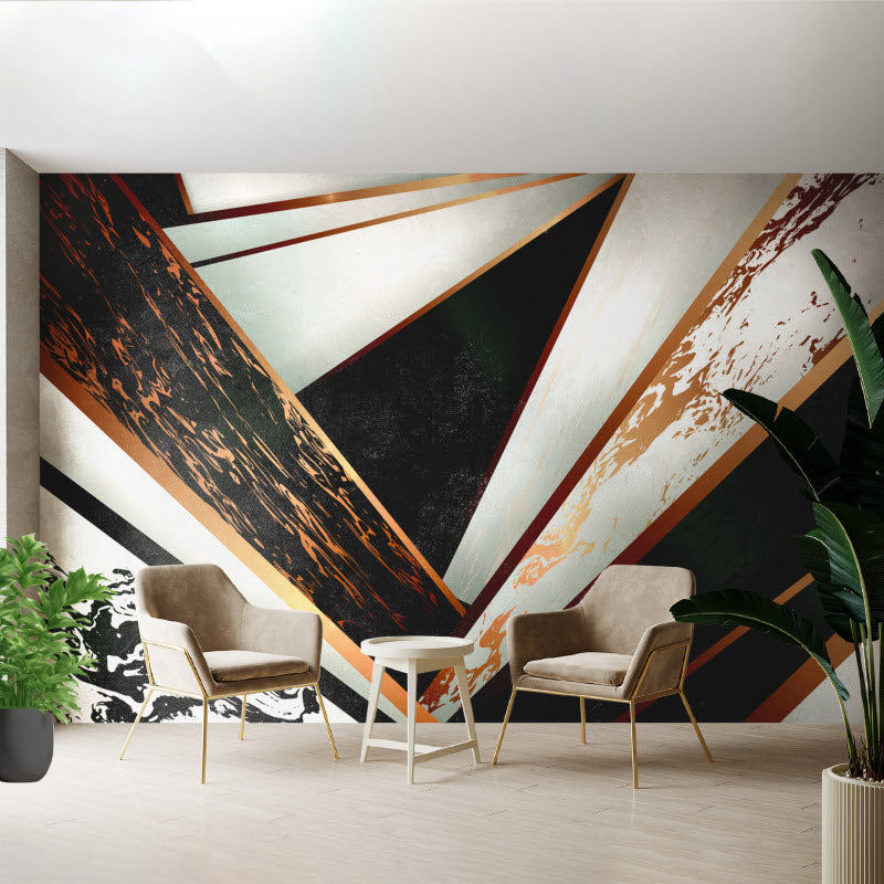 Tapete mit Motiv: Marmor Geometrie Schwarz Gold