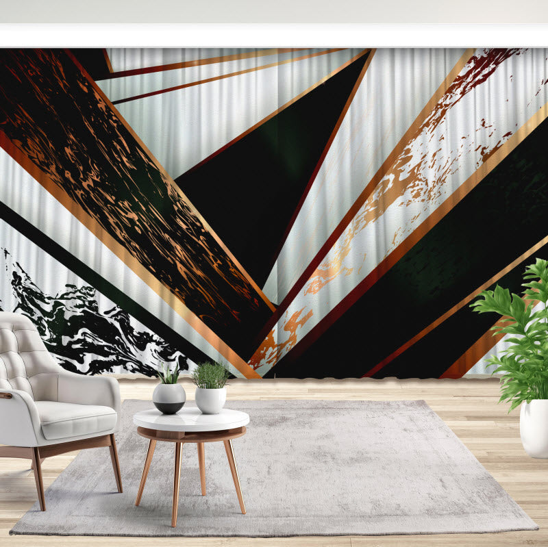 Fotovorhang: Marmor Geometrie Schwarz Gold