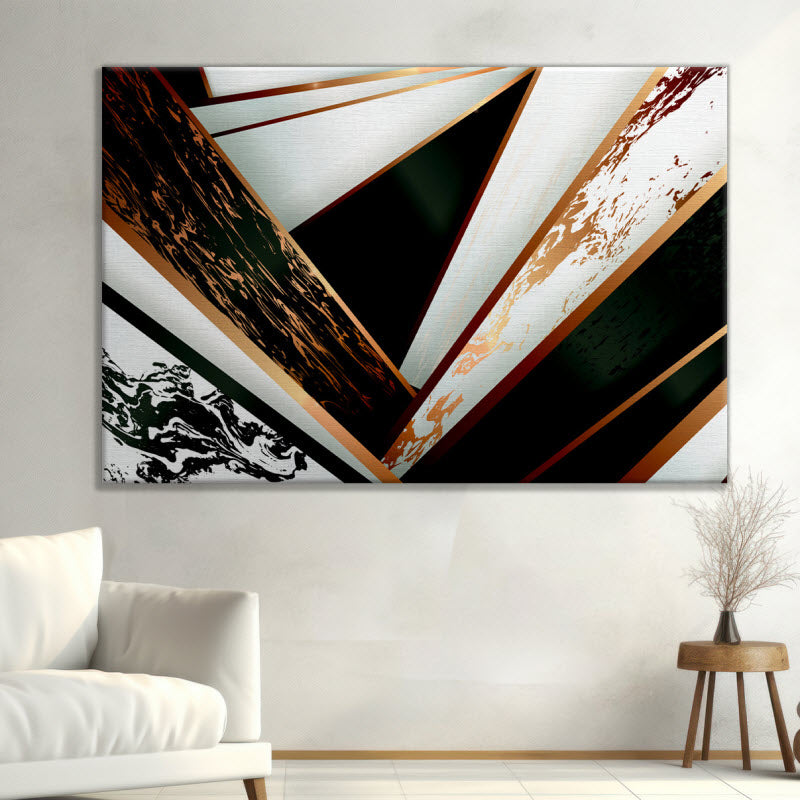 Leinwand mit Motiv: Marmor Geometrie Schwarz Gold