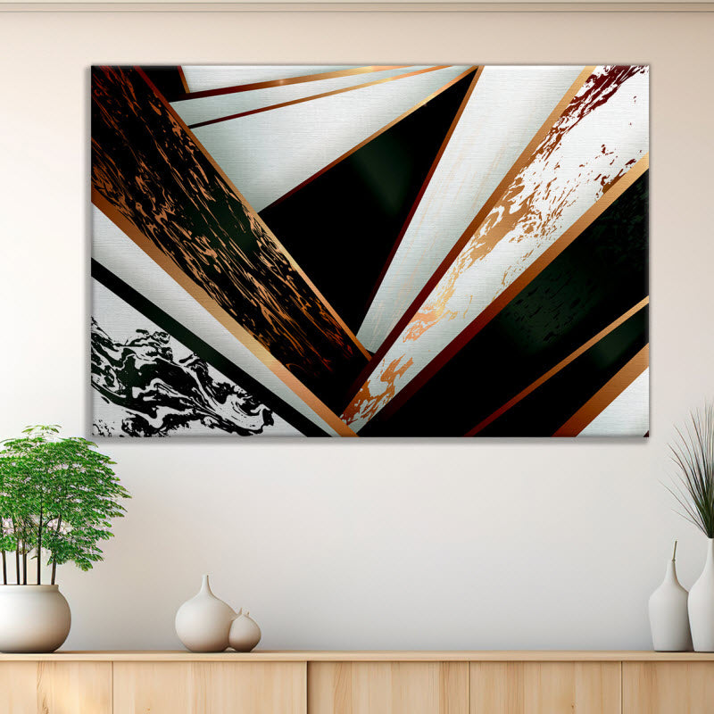 Leinwand mit Motiv: Marmor Geometrie Schwarz Gold