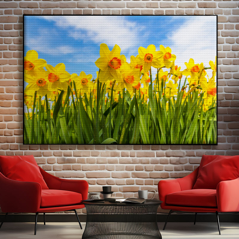 Akustikstoff mit Motiv: Gelbe Narzissen