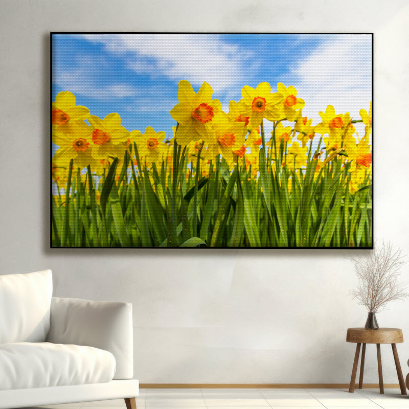 Akustikstoff mit Motiv: Gelbe Narzissen