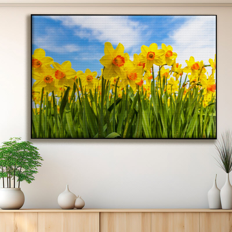 Akustikstoff mit Motiv: Gelbe Narzissen