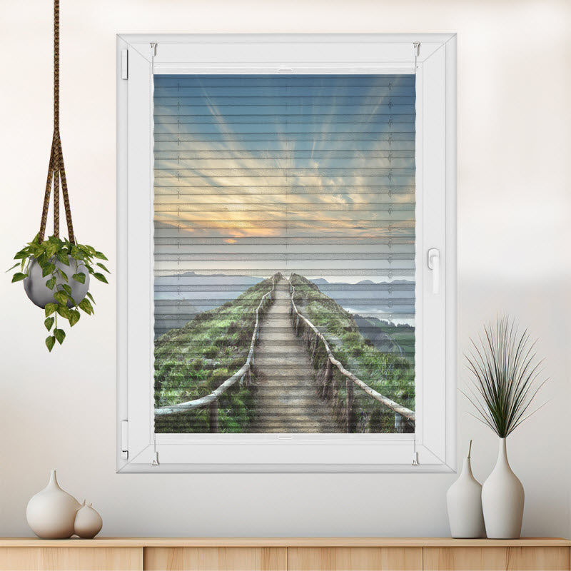 Wabenplissee mit Motiv: Landschaft in Portugal