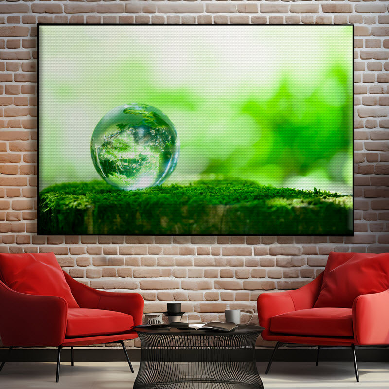 Akustikstoff mit Motiv: Erdball auf grünem Moos