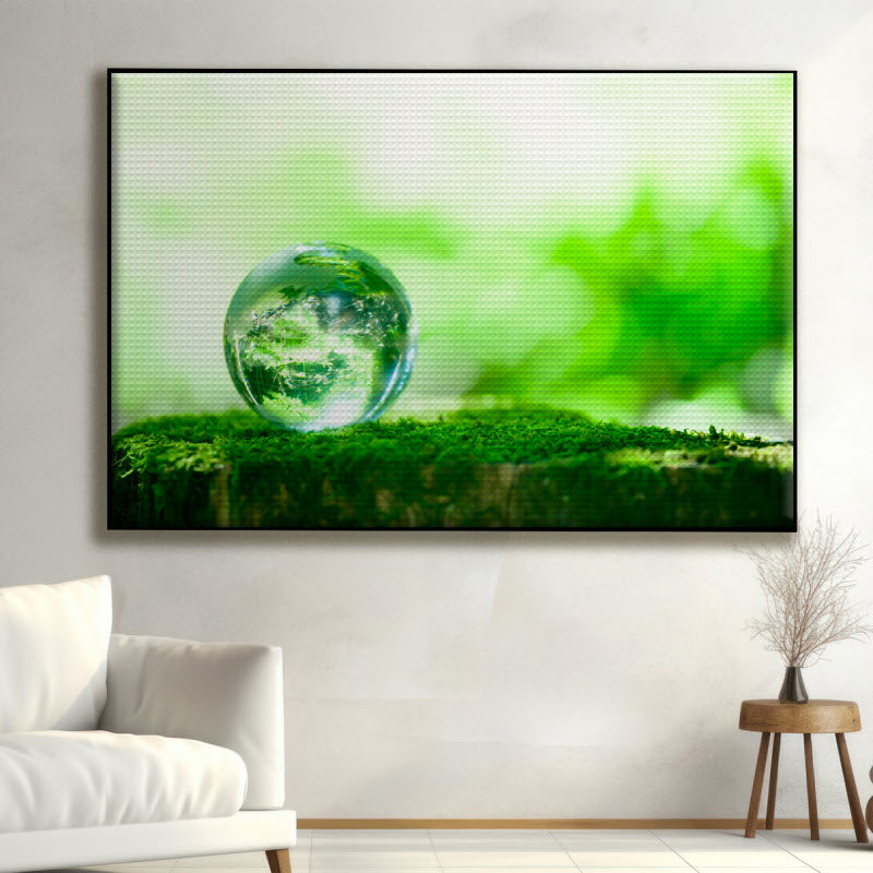 Akustikstoff mit Motiv: Erdball auf grünem Moos