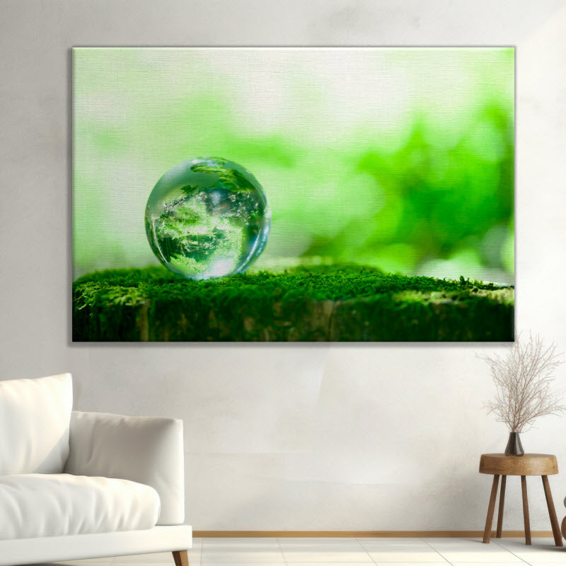 Leinwand mit Motiv: Erdball auf grünem Moos