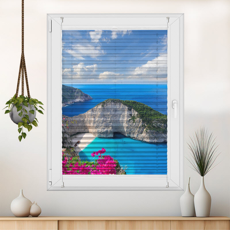 Wabenplissee mit Motiv: Zakinthos in Griechenland