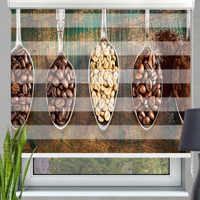 Doppelrollo mit Motiv: Kaffeebohnen Allerlei