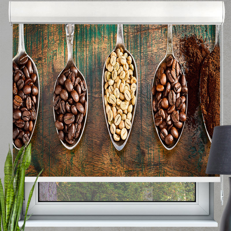 Kassettenrollo mit Motiv: Kaffeebohnen Allerlei