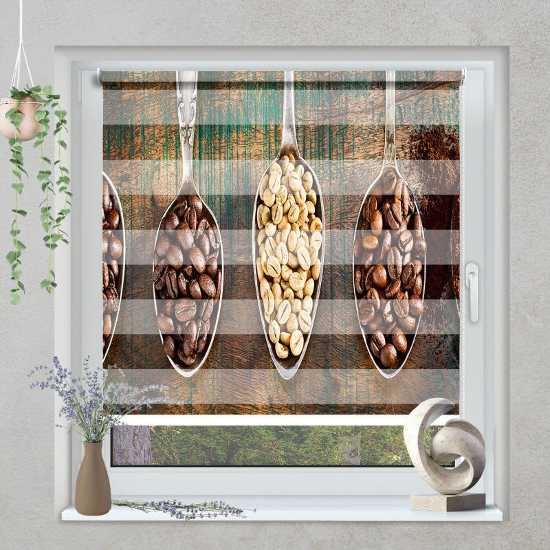 Klemmfix Doppelrollo mit Motiv: Kaffeebohnen Allerlei