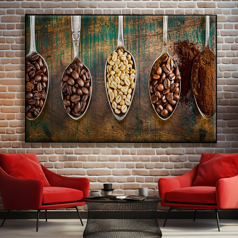 Textilspannrahmen mit Motiv: Kaffeebohnen Allerlei