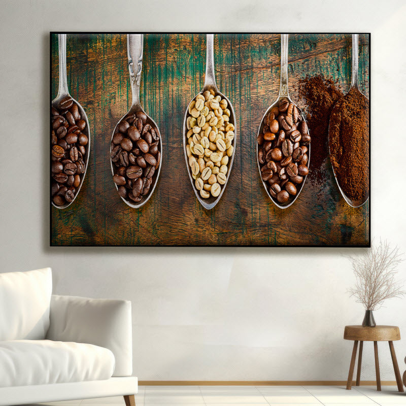 Textilspannrahmen mit Motiv: Kaffeebohnen Allerlei