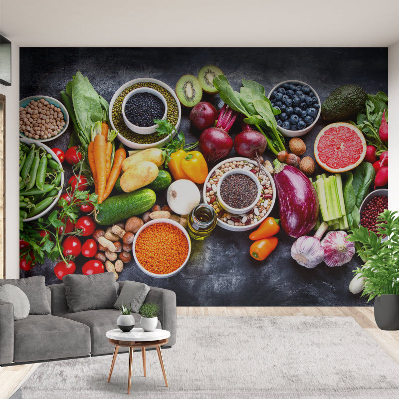 Tapete mit Motiv: Obst Gemüse und Nüsse