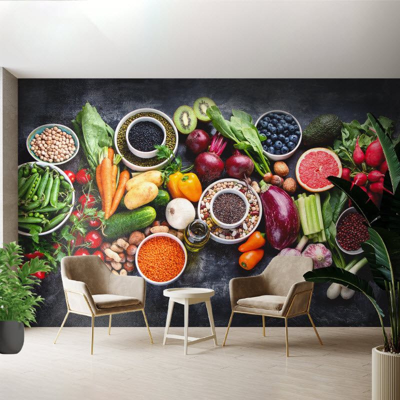 Tapete mit Motiv: Obst Gemüse und Nüsse