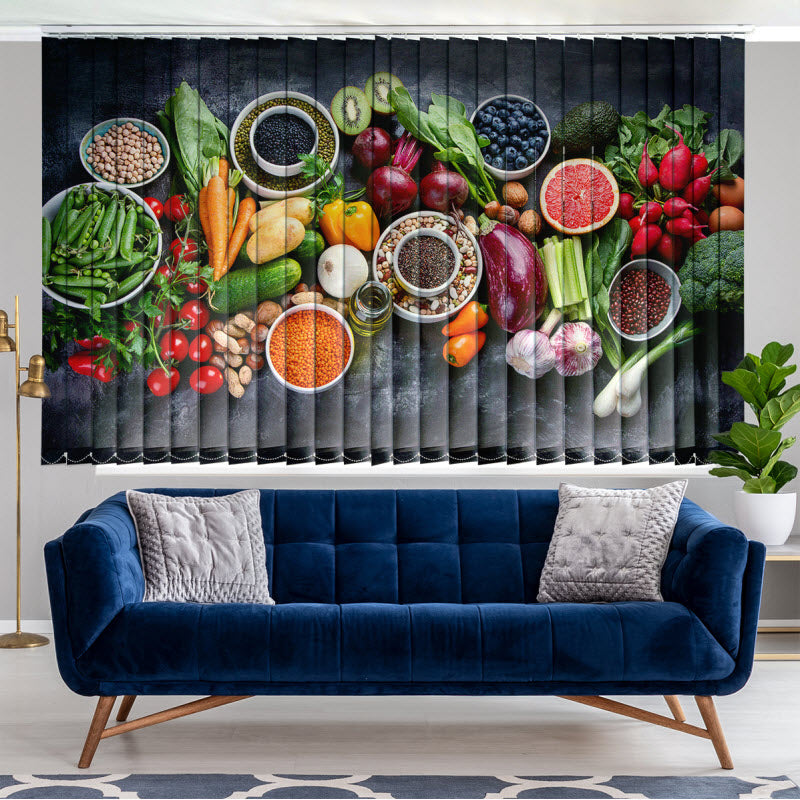 Lamellenvorhang mit Motiv: Obst Gemüse und Nüsse