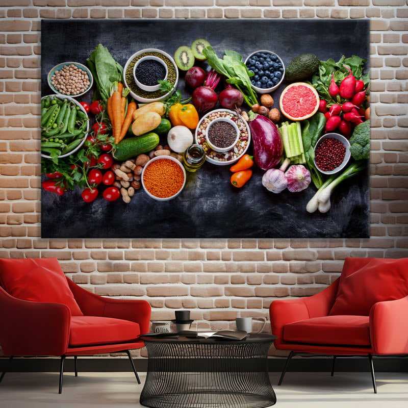 Leinwand mit Motiv: Obst Gemüse und Nüsse