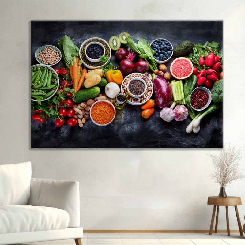 Leinwand mit Motiv: Obst Gemüse und Nüsse