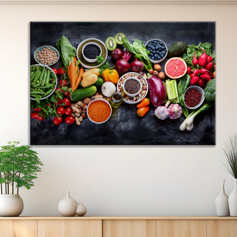 Leinwand mit Motiv: Obst Gemüse und Nüsse