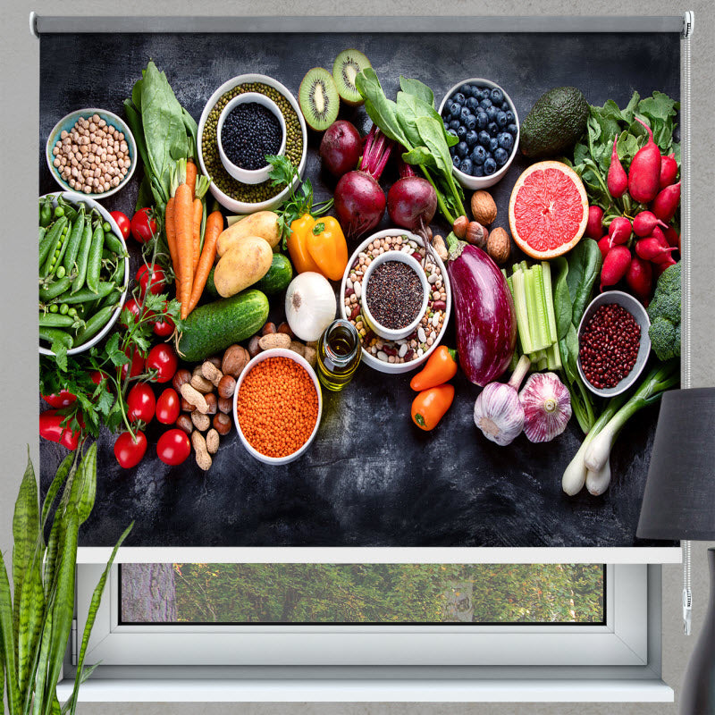 Rollo mit Motiv: Obst Gemüse und Nüsse