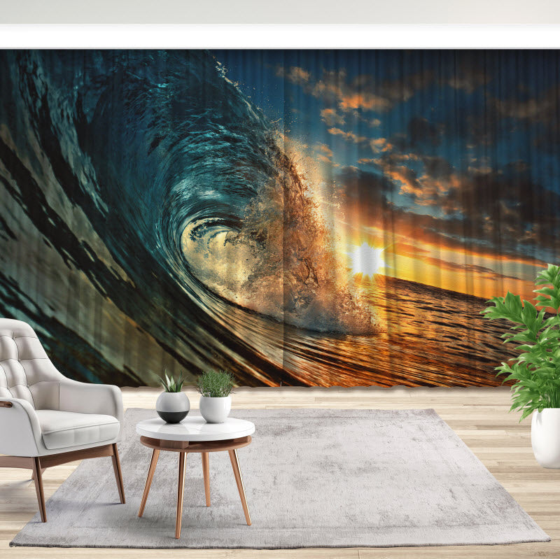 Fotovorhang: Meereswelle bei Sonnenuntergang