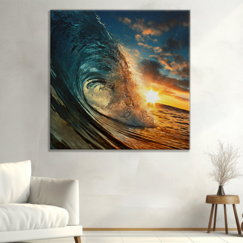 Leinwand mit Motiv: Meereswelle bei Sonnenuntergang