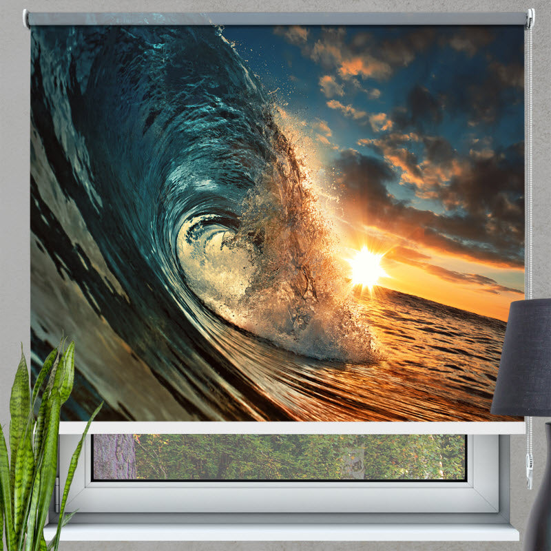 Rollo mit Motiv: Meereswelle bei Sonnenuntergang