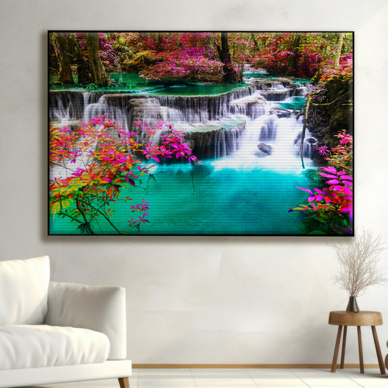 Akustikstoff mit Motiv: Wasserfall in Thailand Kanchanaburi