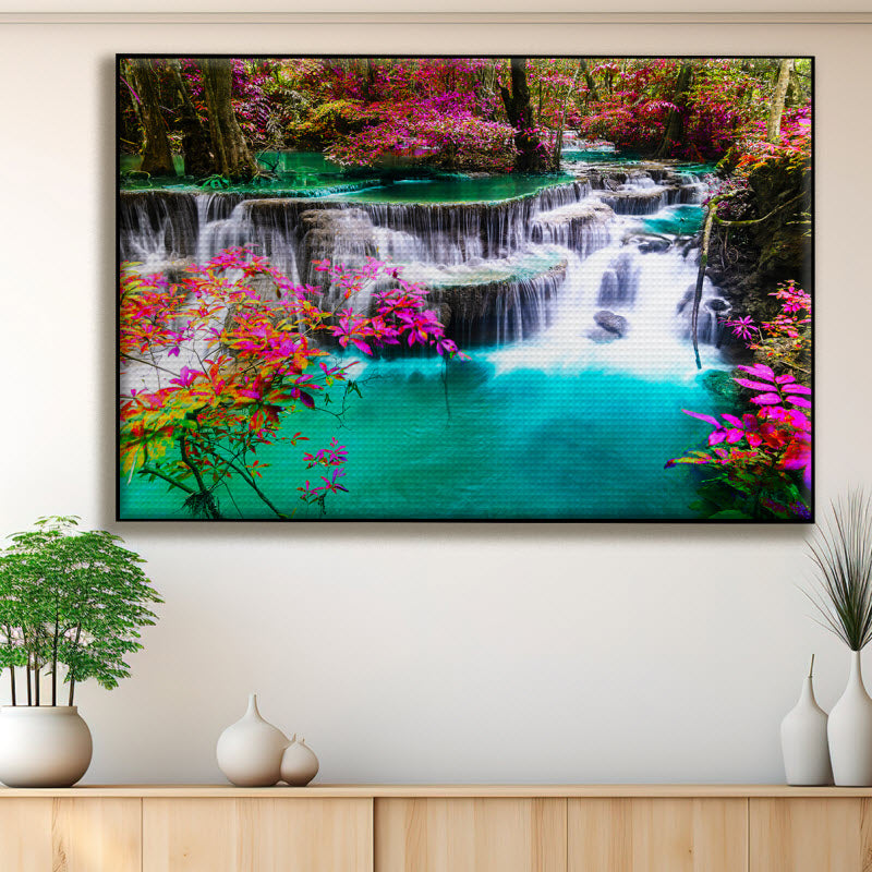 Akustikstoff mit Motiv: Wasserfall in Thailand Kanchanaburi