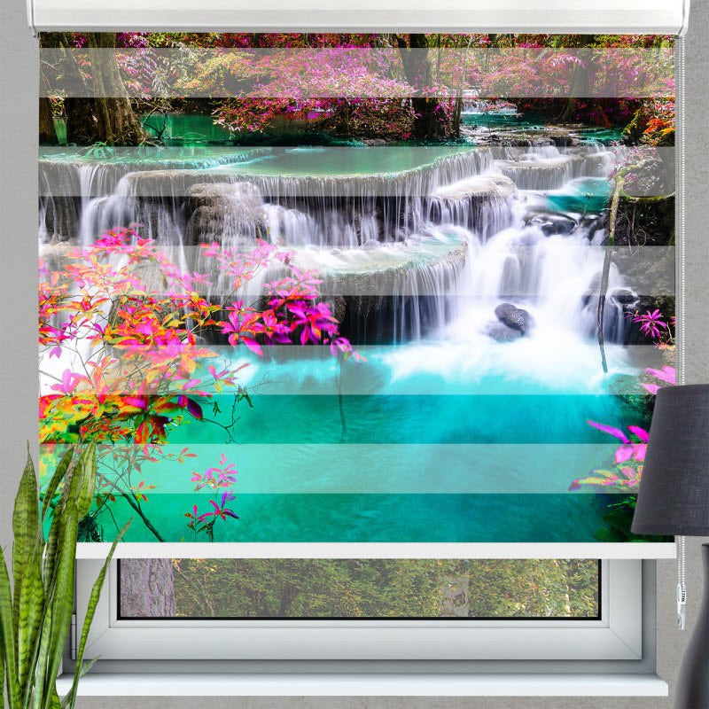 Doppelrollo mit Motiv: Wasserfall in Thailand Kanchanaburi