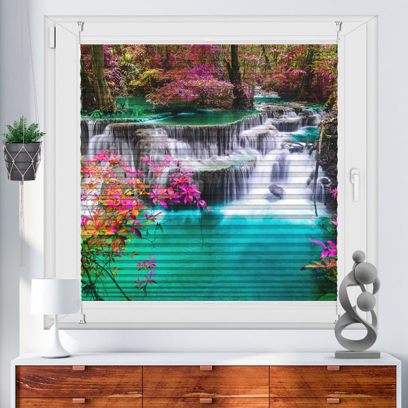 Wabenplissee mit Motiv: Wasserfall in Thailand Kanchanaburi