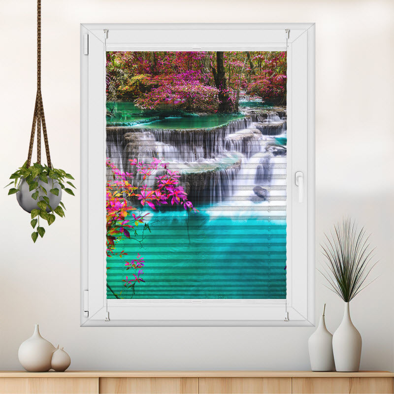 Wabenplissee mit Motiv: Wasserfall in Thailand Kanchanaburi