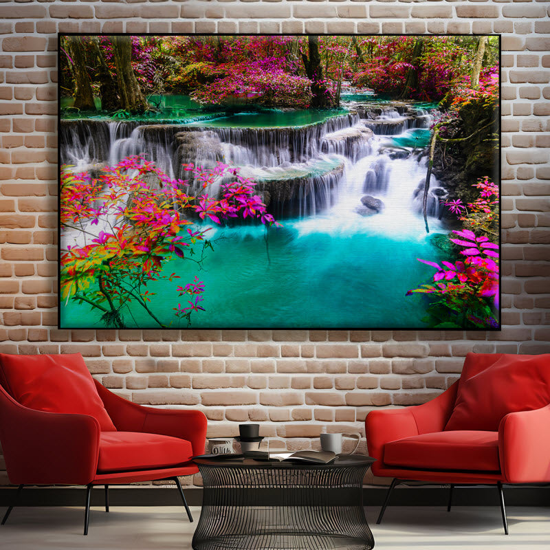 Textilspannrahmen mit Motiv: Wasserfall in Thailand Kanchanaburi