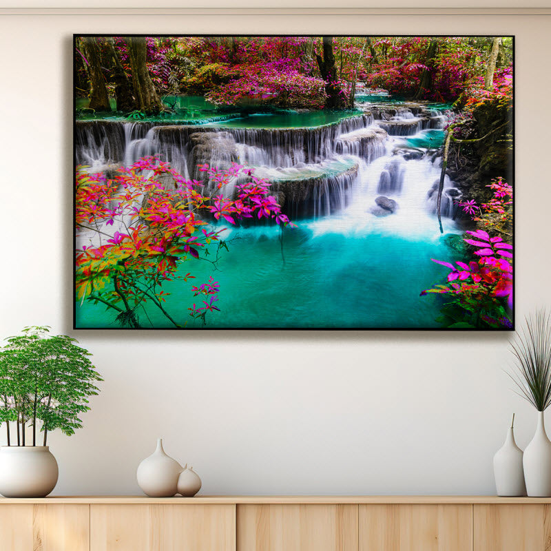 Textilspannrahmen mit Motiv: Wasserfall in Thailand Kanchanaburi