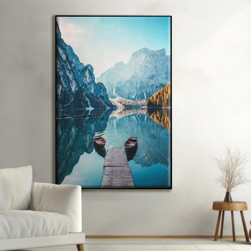 Textilspannrahmen mit Motiv: Pragser See in Südtirol/Italien