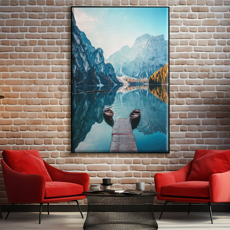 Textilspannrahmen mit Motiv: Pragser See in Südtirol/Italien