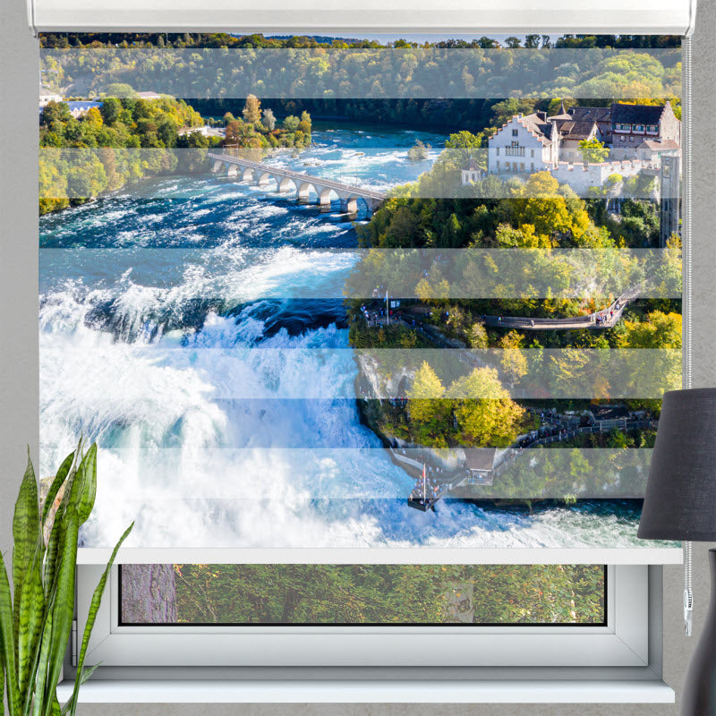 Doppelrollo mit Motiv: Rheinfall in der Schweiz
