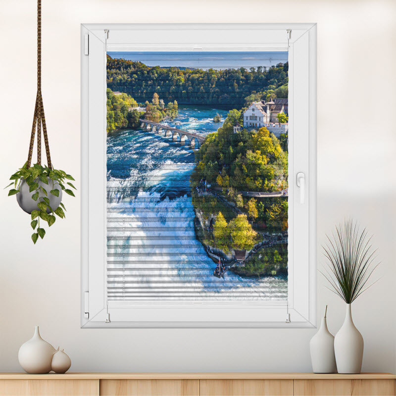 Wabenplissee mit Motiv: Rheinfall in der Schweiz