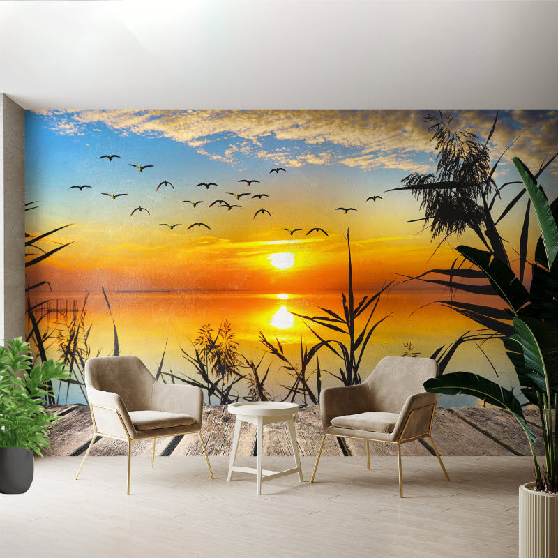 Tapete mit Motiv: Sonnenuntergang am Steg