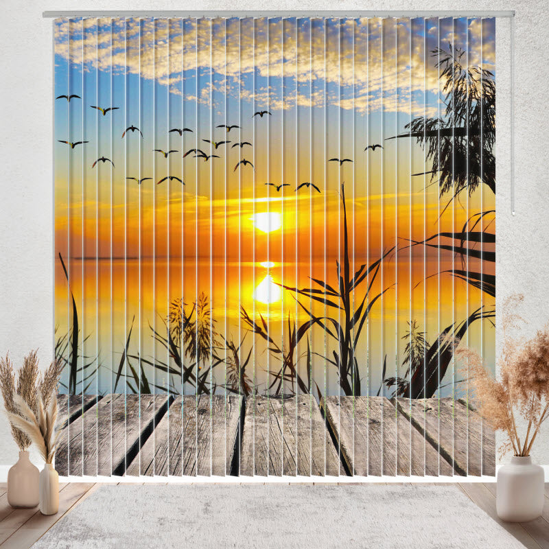 Lamellenvorhang mit Motiv: Sonnenuntergang am Steg