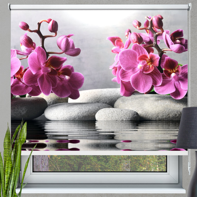 Rollo mit Motiv: Orchidee auf Spasteinen