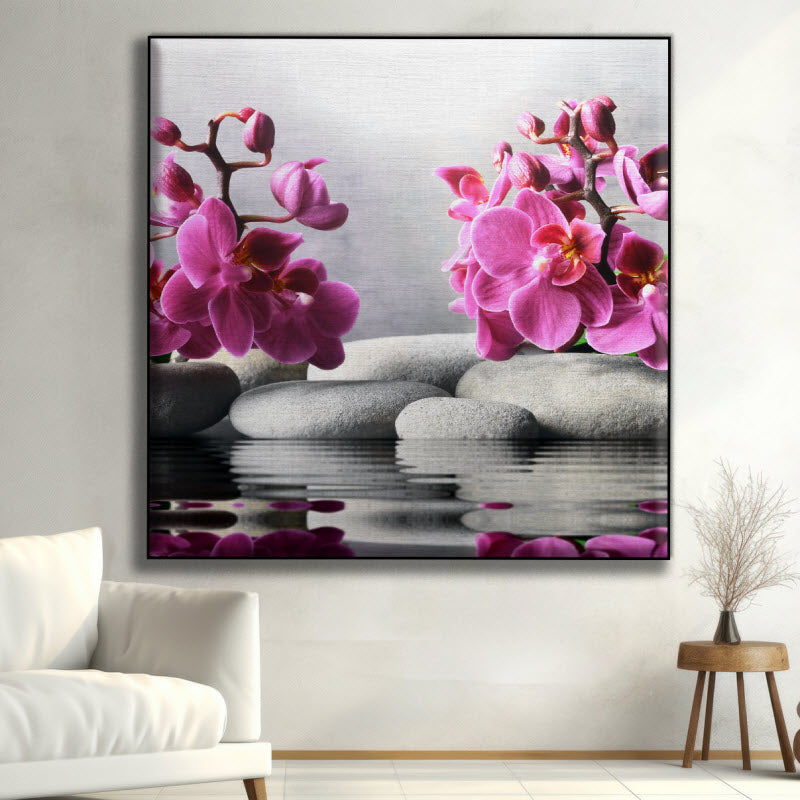 Textilspannrahmen mit Motiv: Orchidee auf Spasteinen