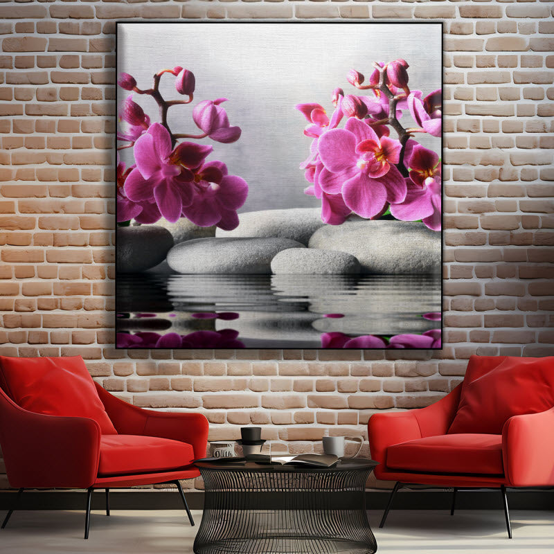 Textilspannrahmen mit Motiv: Orchidee auf Spasteinen