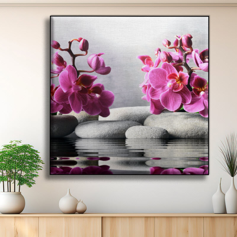 Textilspannrahmen mit Motiv: Orchidee auf Spasteinen