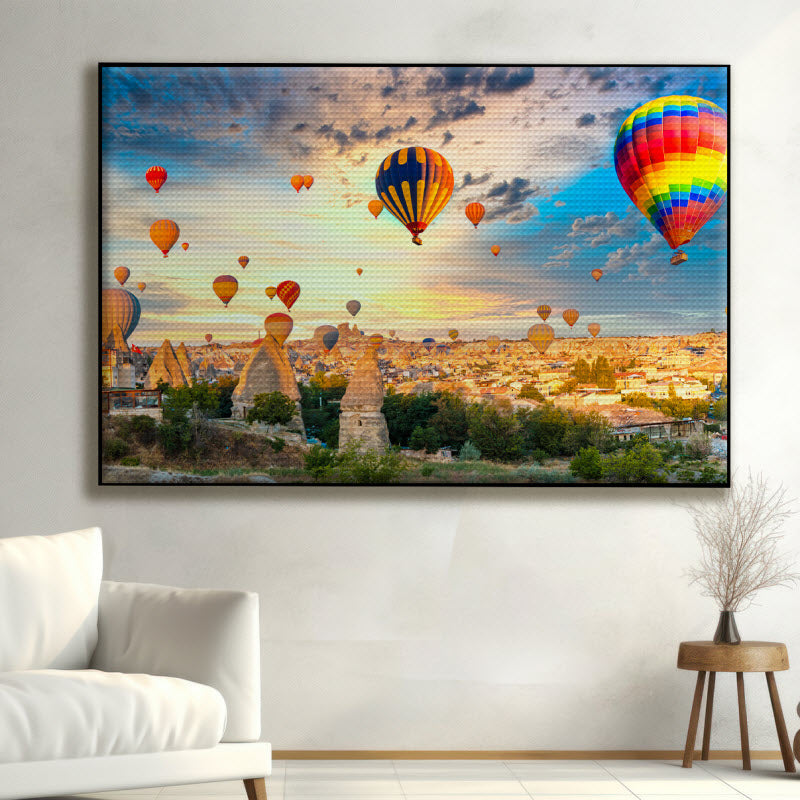 Akustikstoff mit Motiv: Heißluftballons über Kappadokien