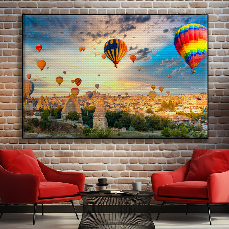 Akustikstoff mit Motiv: Heißluftballons über Kappadokien