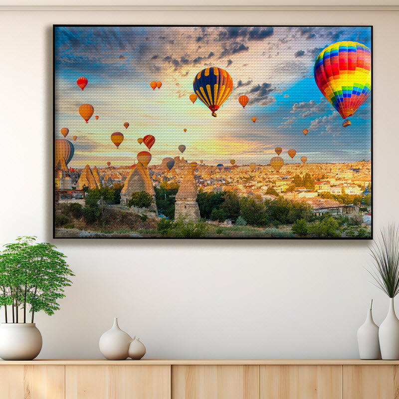 Akustikstoff mit Motiv: Heißluftballons über Kappadokien