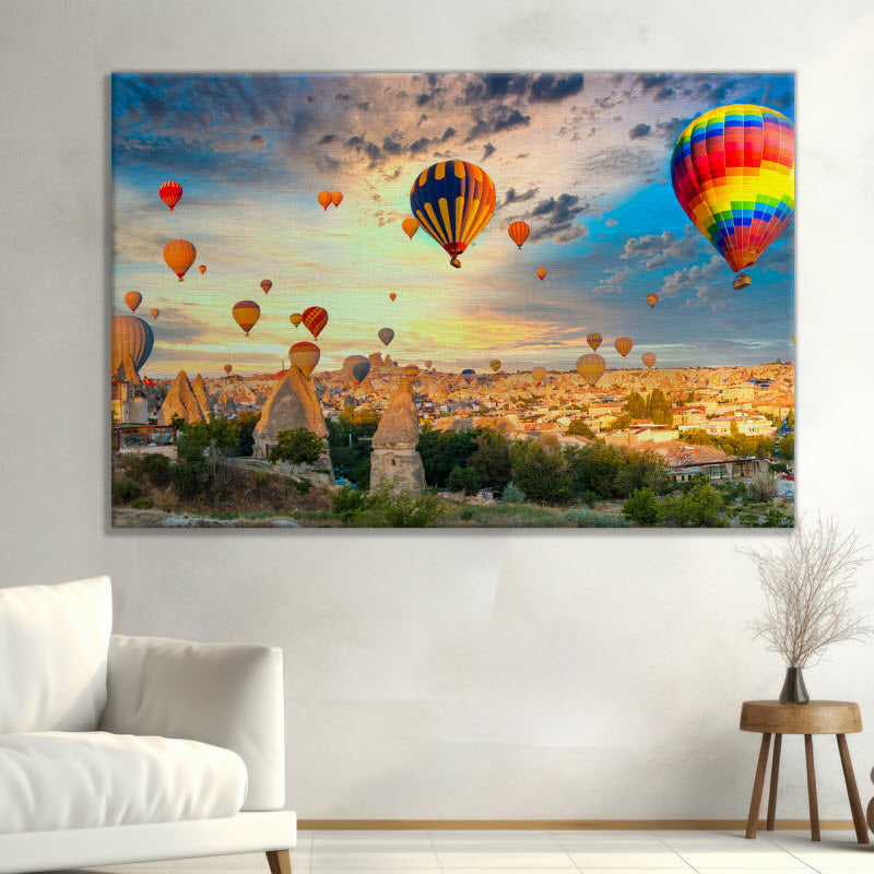 Leinwand mit Motiv: Heißluftballons über Kappadokien