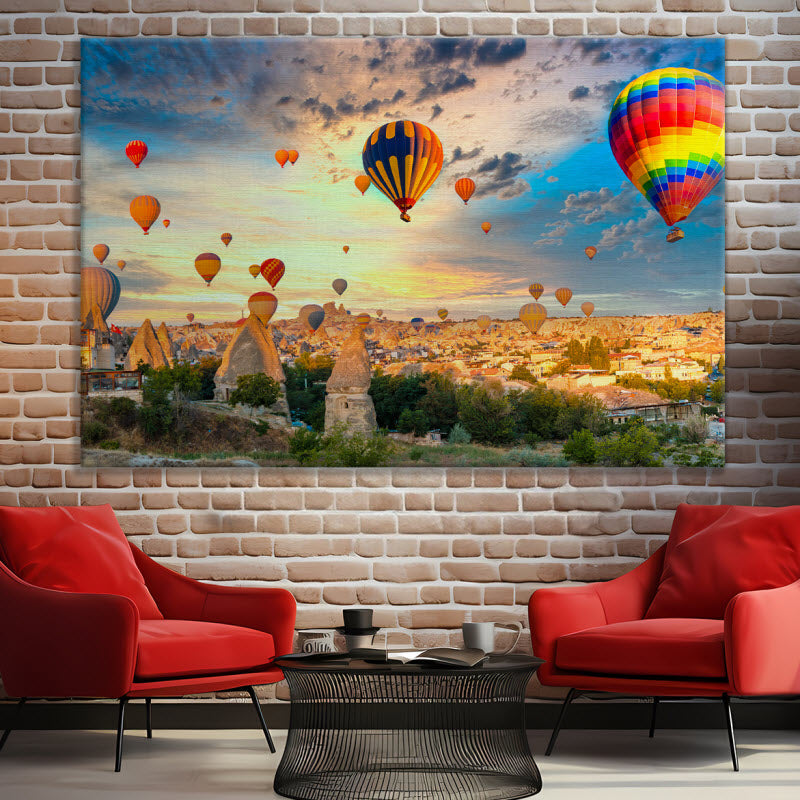 Leinwand mit Motiv: Heißluftballons über Kappadokien
