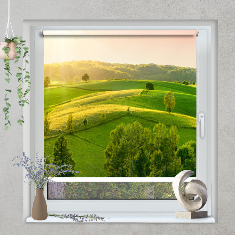 Klemmfix Rollo mit Motiv: Grünes Feld
